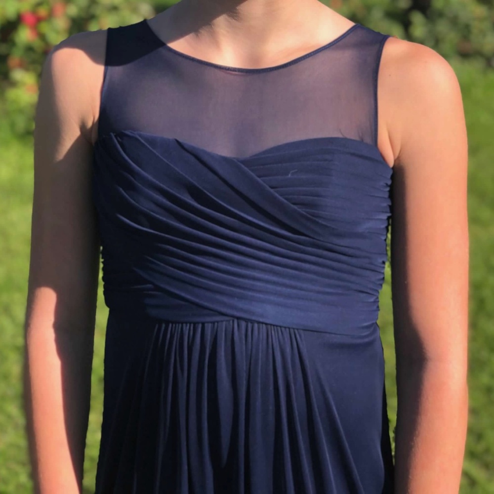 Navy Blue Jr. Bridesmaids Dress: David’s Bridal, size girls 14